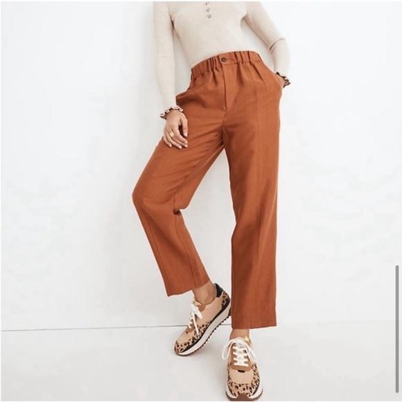 MADEWELL Tapered Huston Pull-On Crop Pants in Cognac Burnt Orange M MC989 - Picture 3 of 8